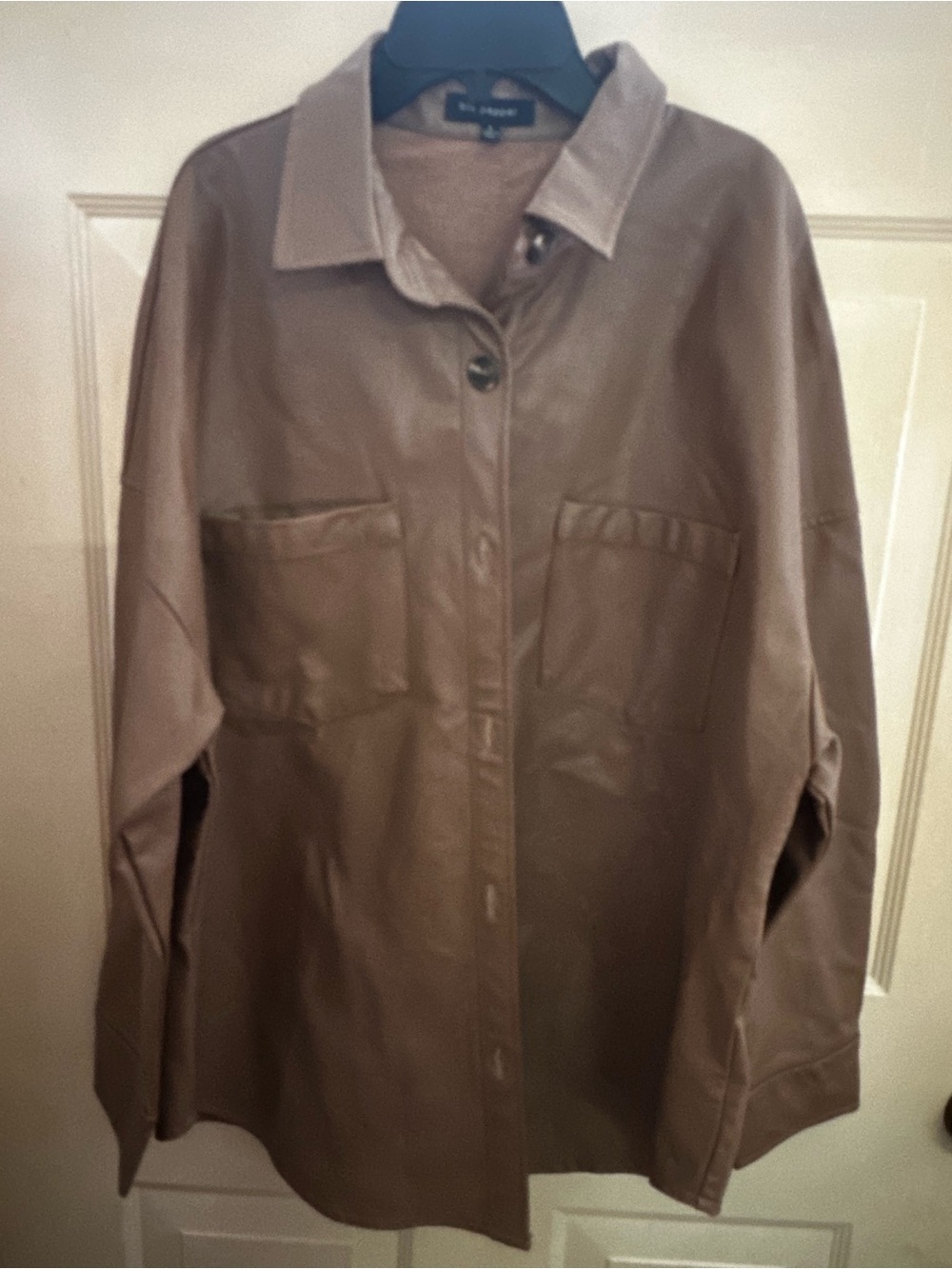 Blu Pepper Brown Leather Shirt Jacket